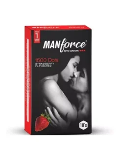 100 PCS Manforce Strawberry Flavoured Extra Dotted Condoms