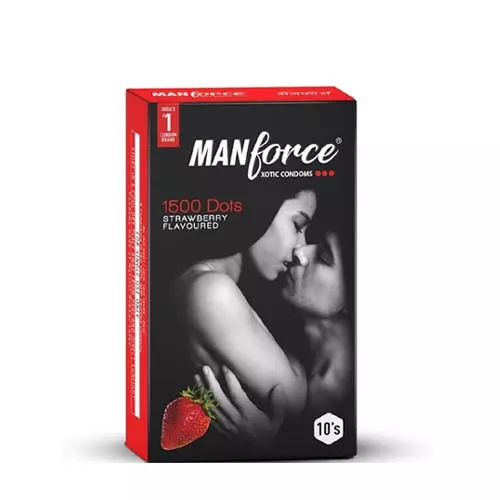 100 PCS Manforce Strawberry Flavoured Extra Dotted Condoms