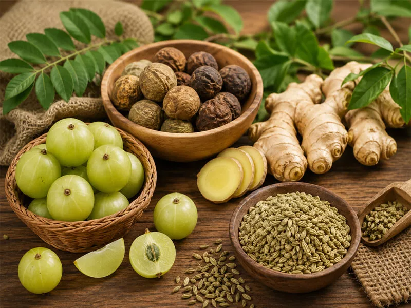 Traditional Ayurvedic herbs used for digestive wellness