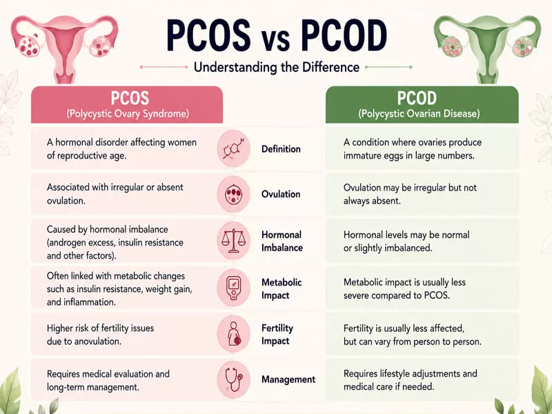 PCOS vs PCOD Comparison
